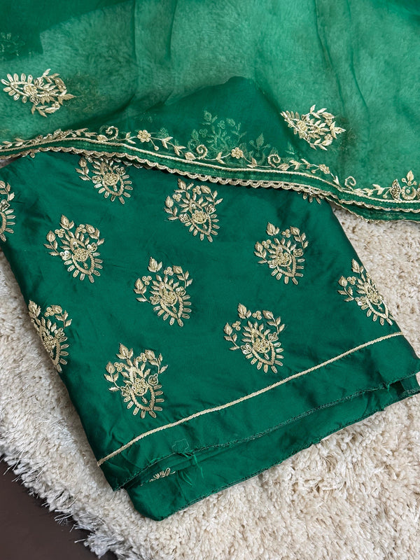Pure silk suit with dabka work